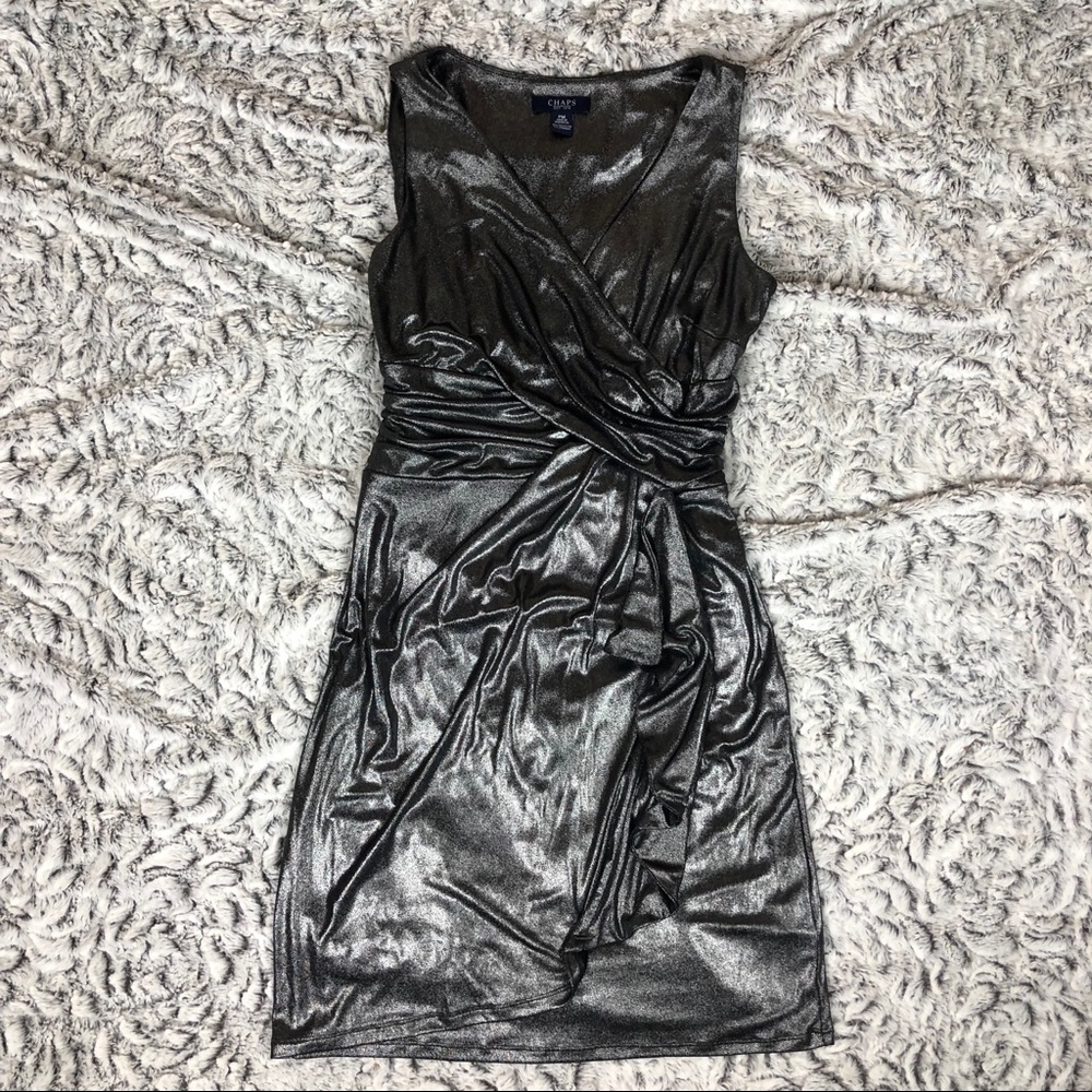 CHAPS Silver Shimmer Sleeveless Dress
